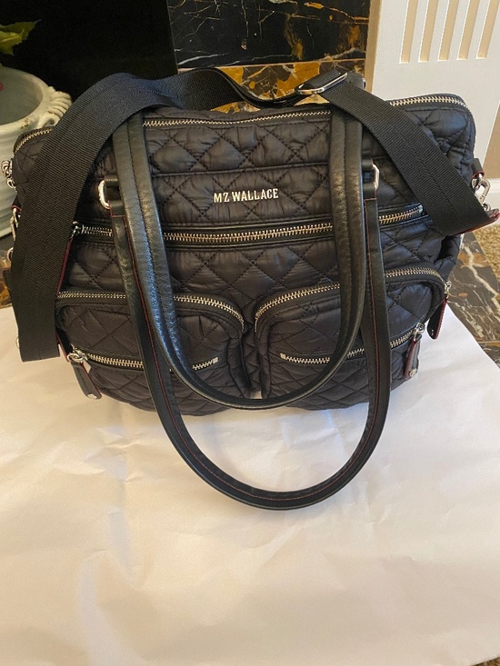 Mz Wallace Handbags - MZ WALLACE TOTE TRAVELER TOTE COSBY BLACK QUILTED SLIPS ON SUIT CASE HANDLE